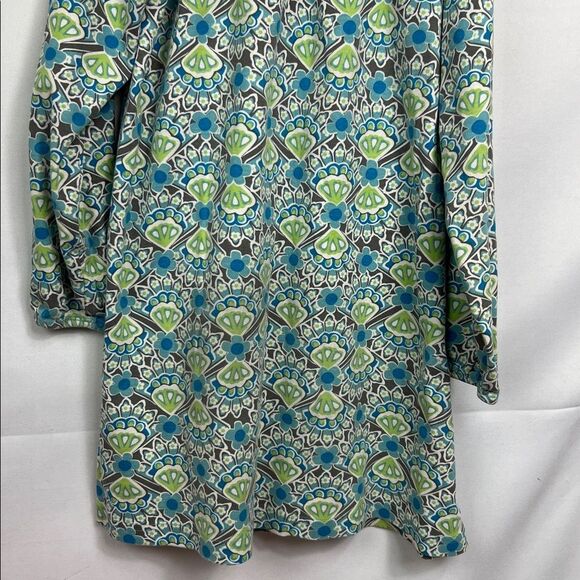 Hanna Andersson Blue and Green floral print long sleeve cotton dress size 8(130) - Picture 9 of 12